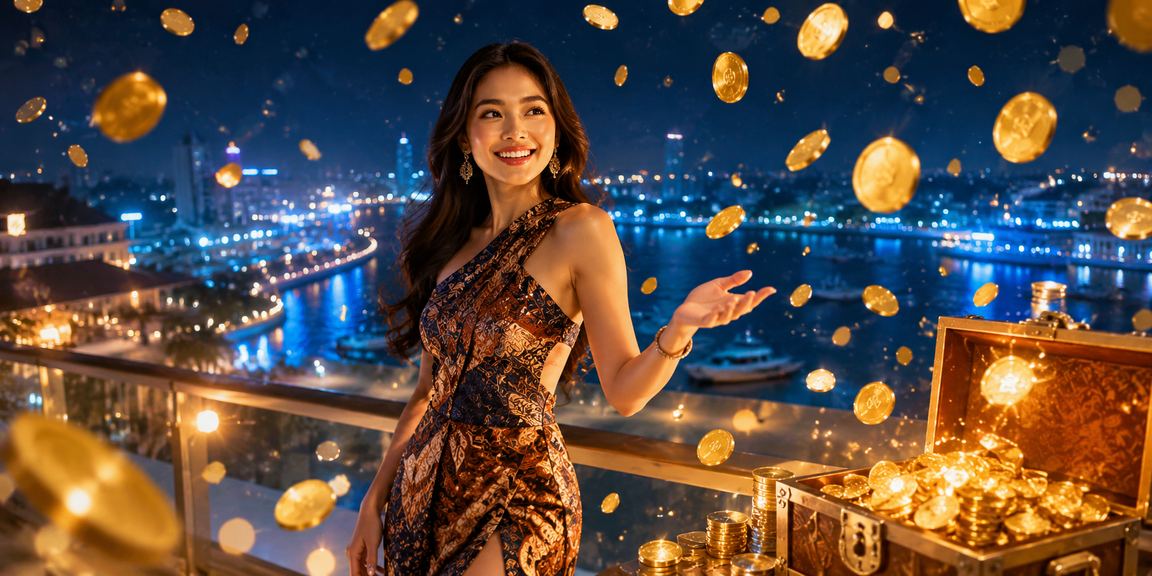 Model Vietnam menggunakan aplikasi casino di perangkat mobile dengan ekspresi antusias