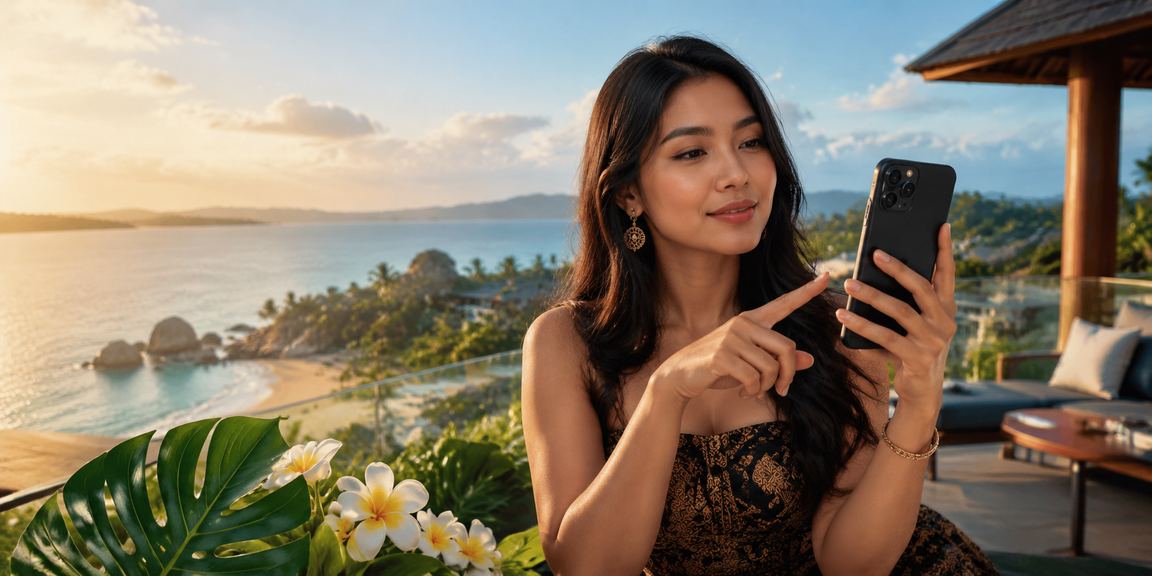 Suasana pantai tropis dengan tampilan lotere dan undian berhadiah yang ceria