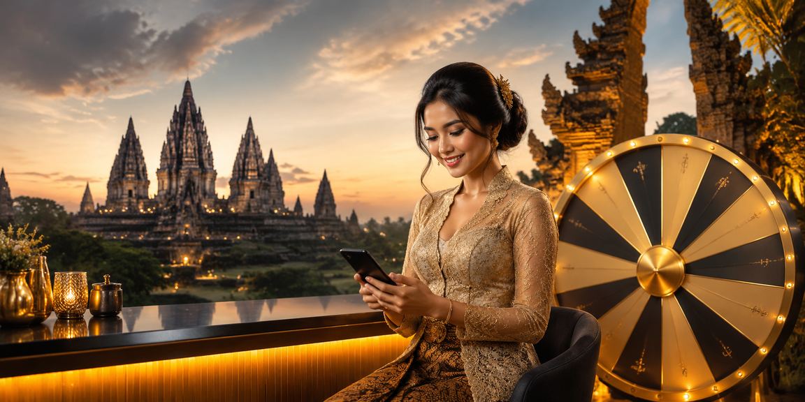 Model Vietnam tersenyum memegang tiket lucky draw berhadiah di suasana meriah